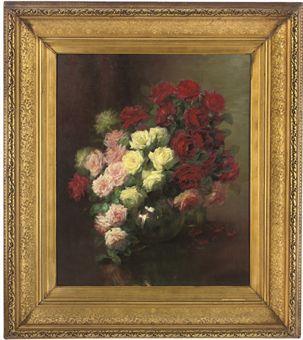 Roses in a bowl by 
																	Marguerite Putsage