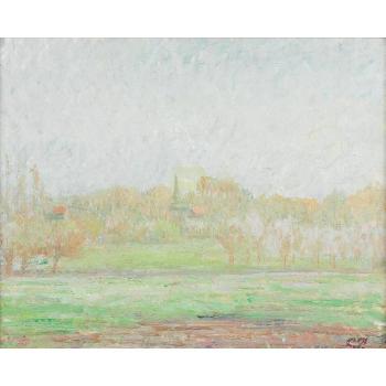 Brouillard a eragny by 
																	Camille Pissarro