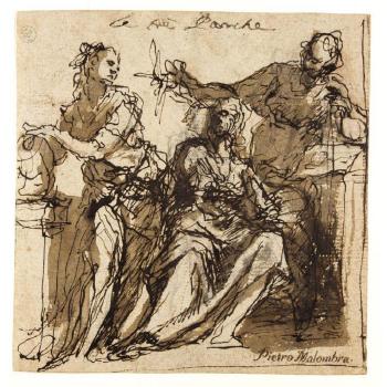 Study of the three fates. Partial study for a Solomonic column by 
																	Alessandro Maganza