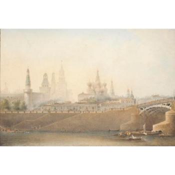 View of the Moscow Kremlin by 
																	Vasili Semenovich Sadovnikov
