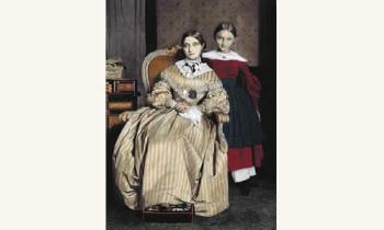 Portrait de Madame Alexandre Desgoffe et de sa fille Aline, Rome by 
																	Dominique Louis Papety