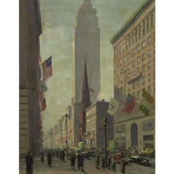 View of Fifth Avenue with the Empire State Building in the background by 
																	Nicolas S Macsoud