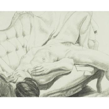 Female nude reclining on sofa by 
																	Philip Pearlstein