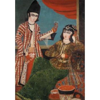 Portrait of an amorous couple by 
																	Muhammad Sadiq
