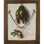 A Still Life of Thrushes and Bird-Catchers' Tools by 
																	Johann Michael Hambach