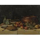 Still life of fruit, pie and copper pot by 
																	 Pseudo van Kessel
