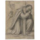 Study of a Dominican kneeling in prayer at the foot of a cross, and studies of hands by 
																	Fra Paolo Paolino