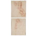 A study of  a young architect holding a scroll and a separate study of another head. A three quarter length study for the same figure by 
																	Ottavio Vannini