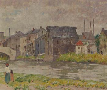 Along the riverbank by 
																	Robert Spencer