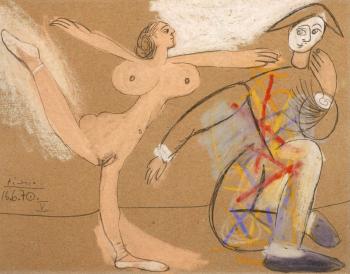 Nu dansant et arlequin by 
																	Pablo Picasso