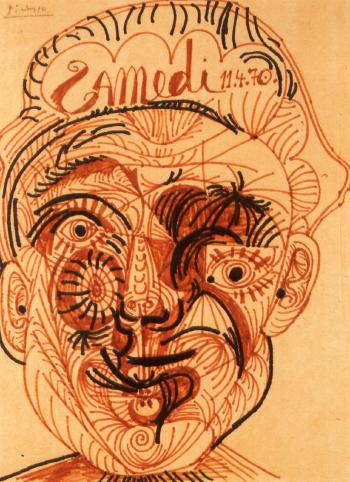 Head of a man by 
																	Pablo Picasso