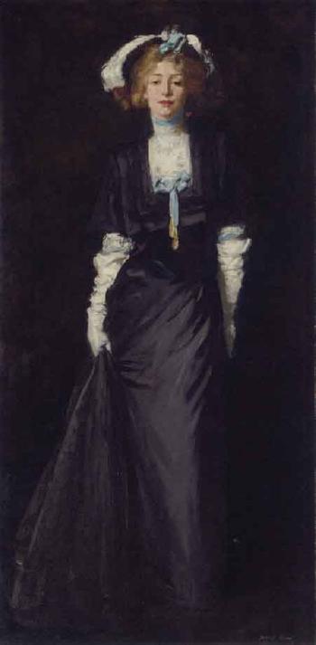 Jessica Penn in black with white plumes by 
																	Robert Henri