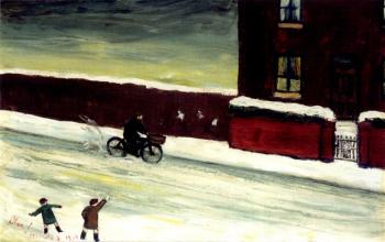 Cyclist in the snow by 
																	Alan Lowndes