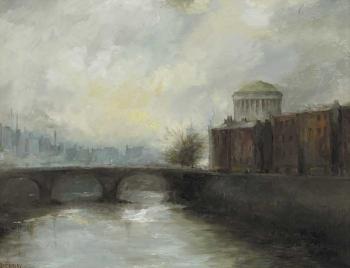 View of the four courts, Dublin by 
																	Leo Earley