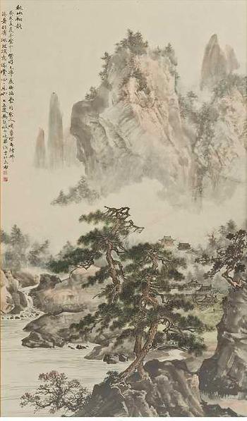 Berglandschaft über Kiefern nach Song-Vorbild by 
																	 Ma Qi'ou