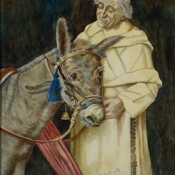 Friar and donkey by 
																			Nettie Stone Easterbrook