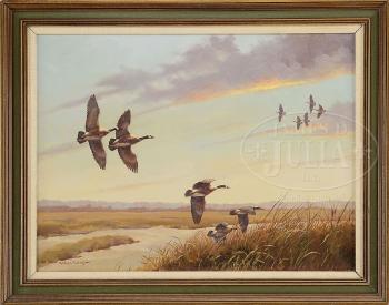 Canada geese by 
																	Arthur R Eakin