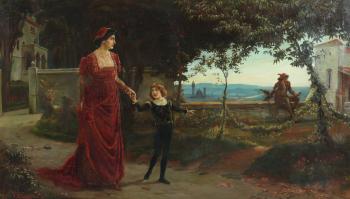 Lady in red with child and courtier by 
																	Francis H Eastwood