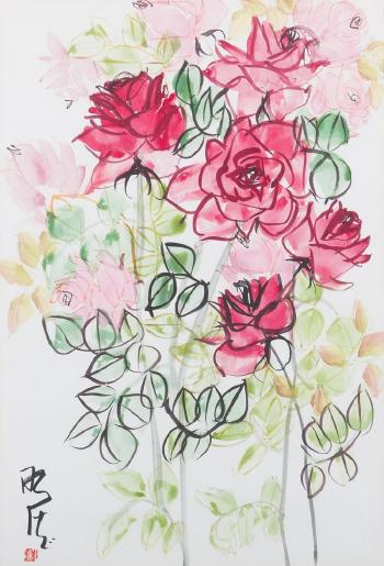 Red and Pink Roses by 
																	 Earl Lu