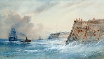 Calais harbour by 
																			Edwin Earp