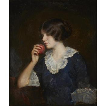 Lady with apple by 
																	Adolphe Borie