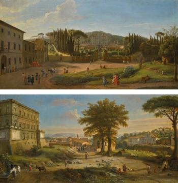 Two Landscapes With The Villa Aldobrandini At Frascati And The Villa Farnese At Caprarola