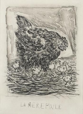 La Mère poule, from Histoire Naturelle (Eaux-fortes originales pour des textes de buffon), 1936 by 
																	Pablo Picasso