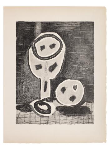 La Tasse noire; La Tasse et la Pomme; Nature Morte au Verre et a la Pomme (and smaller.) (3) by 
																	Pablo Picasso