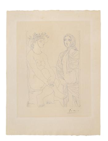 Femme assise au chapeau et Femme debout drapée, from La Suite Vollard, 1934