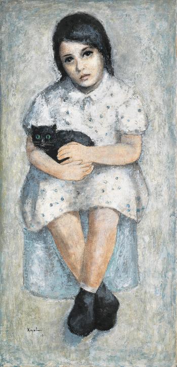 Girl with the Black Cat by 
																	Louai Kayali