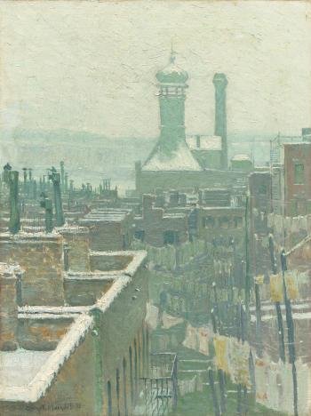 Rooftops in Winter by 
																	George F Muendel