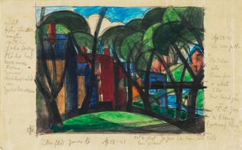 Houses in Bloomfield image,, by 
																	Oscar Bluemner