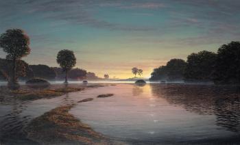 Flooded River with Emerging Crescent by 
																	Stephen Hannock