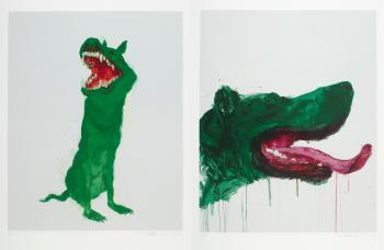 Green Dog (2 Works) by 
																			Zhong Chubai