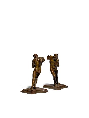 Pushing Men Bookends by 
																	Harriet Whitney Frishmuth