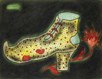 Red Flower and a Shoe by 
																	Yayoi Kusama