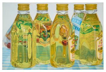 Five Bertolli Bottles by 
																	Janet Fish