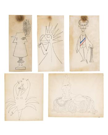 Five Works on Paper for Harper's Bazaar: i. Untitled (Cancer) ii. Untitled; iii. Untitled (Taurus); iv. Untitled (Aquarius); v. Untitled (Gemini)