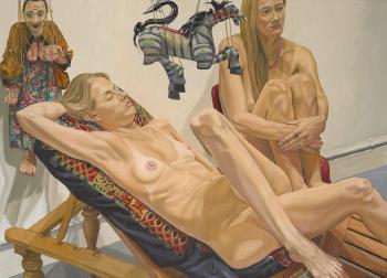 Two Models with Burmese Marionettes by 
																	Philip Pearlstein