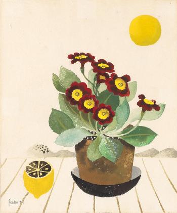 Still Life with Lemon and Auriculas by 
																	Mary Fedden