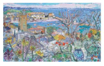 St. Ives Harbour with Flowers by 
																	Linda Weir