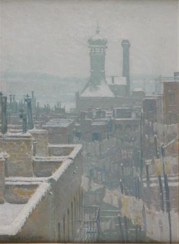 New York Rooftops in Winter by 
																	George F Muendel