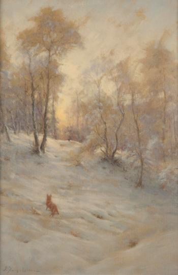 Fox and pheasant in snow by JOSEPH FARQUHARSON